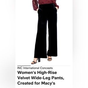 INC black velvet, wide leg pants